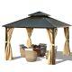 Aoodor 12 X 12ft Gazebo à Double Toit Rigide En Aluminium Avec Moustiquaire