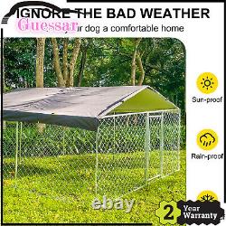 Cage de chien en métal de 10x10 pieds avec toit et couverture pour enclos extérieur de grande ferme