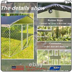 Cage pour chien en métal de 10 x 10 x 5,5 pi avec toit couvrant, grand enclos extérieur