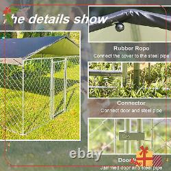 Cage pour chien en métal de 10x10 pieds avec toit et couverture pour enclos extérieur de grande taille dans une ferme