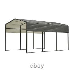 Carport extérieur robuste de 10x15 pieds avec toit galvanisé en métal