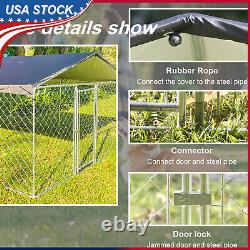 Chenil pour chien de 10 x 10 pieds, cage pour animaux de compagnie en métal pour l'extérieur avec toit et couverture, États-Unis.