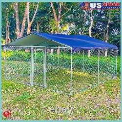 Chenil pour chien en métal de 10 x 10 pieds avec enclos pour animaux de compagnie et toit