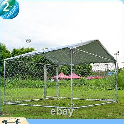 Chenil pour chiens d'extérieur de 6,5 x 6,5 pieds, cage métallique d'exercice pour animaux de compagnie avec toit pour enclos de jeu pour chiens.