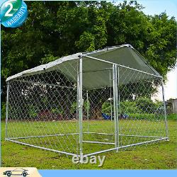 Chenil pour chiens d'extérieur de 6,5 x 6,5 pieds, cage métallique d'exercice pour animaux de compagnie avec toit pour enclos de jeu pour chiens.