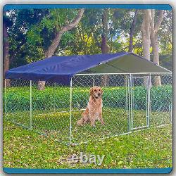 Chenil pour grand chien de 3X3m avec toit, cage d'exercice extérieure, parc à jeux, clôture en métal.