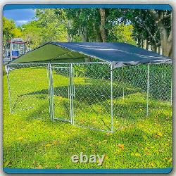 Chenil pour grand chien de 3X3m avec toit, cage d'exercice extérieure, parc à jeux, clôture en métal.