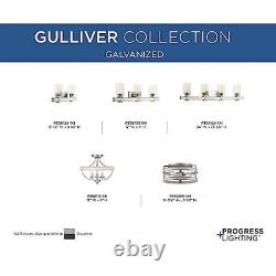 Collection Gulliver 2light Plafonnier de ferme blanchi à la chaux, Galva