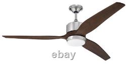 Craftmade MOB603 Mobi 60 3 Blade Indoor / Outdoor LED Ceiling Aged Galvanized can be translated to French as: Craftmade MOB603 Mobi 60 Ventilateur de plafond LED 3 pales intérieur / extérieur galvanisé vieilli.