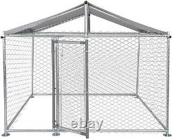 Enclos extérieur pour chien Luckyermore, grande cage d'exercice pour animaux de compagnie avec clôture métallique et toit