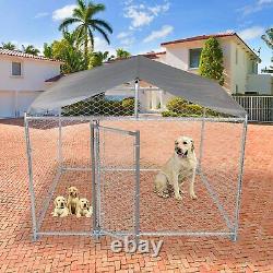 Enclos extérieur pour chien Luckyermore, grande cage d'exercice pour animaux de compagnie avec clôture métallique et toit