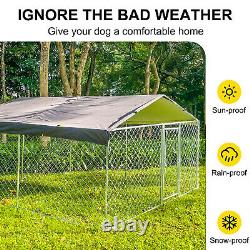 Enclos extérieur pour chien de 10 x 10 pieds avec toit et couverture - Grande cage pour exercice et clôture pour animaux domestiques