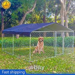 Enclos extérieur pour chien de 10 x 10 pieds, grande cage, clôture d'exercice pour animaux de compagnie avec toit et couverture