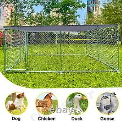 Enclos extérieur pour chien de 10x10 pieds, grande cage d'exercice pour animaux de compagnie avec clôture métallique et toit, États-Unis.