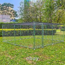 Enclos extérieur pour chien de 10x10 pieds, grande cage d'exercice pour animaux de compagnie avec clôture métallique et toit, États-Unis.