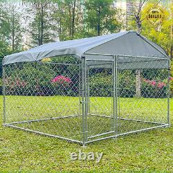 Enclos pour chien de 10x10 pieds avec toit - Cage métallique pour jeu en plein air, parcours d'exercices et clôture pour animaux de compagnie