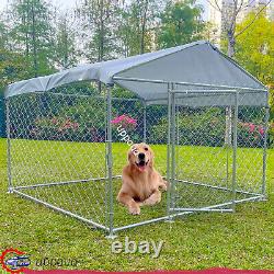Enclos pour chien en métal avec toit étanche pour chenil extérieur pour chien