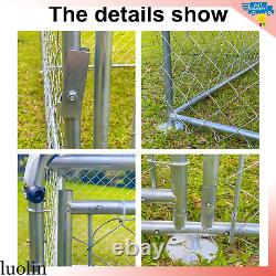 Enclos pour chien extérieur de 6,5 x 6,5 pi en métal avec clôture et toit résistant à l'eau