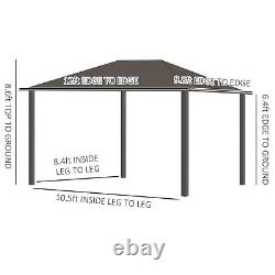 Gazebo de jardin extérieur avec toit en métal de 10x12 pieds, pavillon et auvent