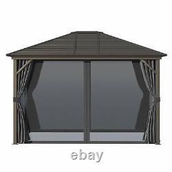 Gazebo de jardin extérieur avec toit en métal de 10x12 pieds, pavillon et auvent