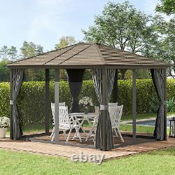 Gazebo de jardin extérieur avec toit en métal de 10x12 pieds, pavillon et auvent