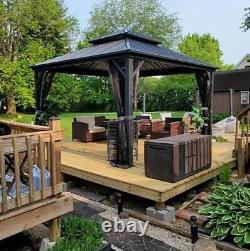 Gazebo en métal en aluminium dur de 12' X 12' avec auvent de toit double en acier galvanisé