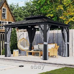 Gazebo rigide 10'X12', auvent en aluminium avec toit en acier galvanisé double