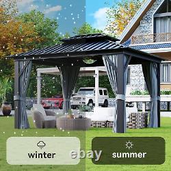 Gazebo rigide 10'X12', auvent en aluminium avec toit en acier galvanisé double