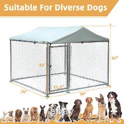 Grand chenil pour chien avec enclos en acier galvanisé, parc pour animaux avec toit