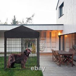 Grand chenil pour chien d'extérieur BingoPaw en métal lourd galvanisé avec toit, enclos de jeu pour animaux de compagnie