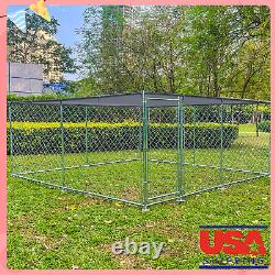 Grand chenil pour chiens en acier galvanisé avec enclos et toit