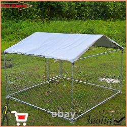 Grand enclos extérieur pour chien avec cage, clôture en métal pour l'exercice des animaux de compagnie avec toit de protection.