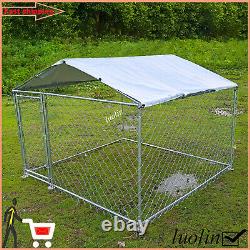 Grand enclos extérieur pour chien avec cage, clôture en métal pour l'exercice des animaux de compagnie avec toit de protection.