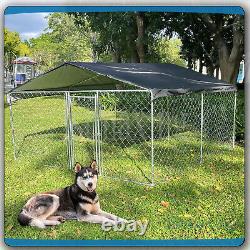 Grande cage d'extérieur pour chien avec toit et clôture métallique de 10x10 pieds