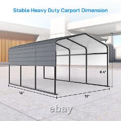 Hangar de rangement pour garage carport de 13' x 16' avec toit et structure en acier galvanisé robuste