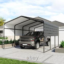 Hangar de rangement pour garage carport de 13' x 16' avec toit et structure en acier galvanisé robuste