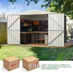 Hangar de stockage extérieur en métal avec porte verrouillable Maison de stockage de toit incliné