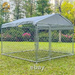 Nouvelle grande cage d'extérieur pour chien avec toit, parc de jeux pour animaux, enclos d'exercice avec clôture en métal.