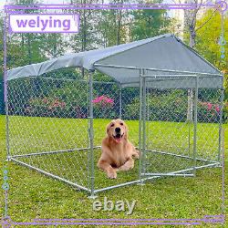 Parc à chien robuste, grande cage d'exercice pour animaux de compagnie, clôture en métal, chenil avec toit extérieur de 6,56 pieds.