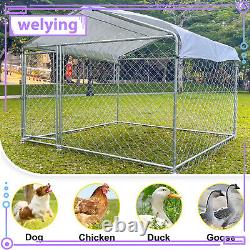 Parc à chien robuste, grande cage d'exercice pour animaux de compagnie, clôture en métal, chenil avec toit extérieur de 6,56 pieds.
