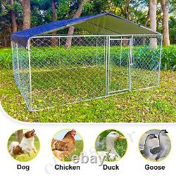 Parc à chiens extérieur 1010f5.5ft avec cage, clôture d'exercice pour animaux de compagnie et toit avec couverture.
