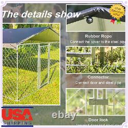 Parc d'extérieur pour chien de 10 x 10 pieds avec cage, clôture d'exercice pour animaux et toit avec couverture - États-Unis