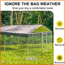 Parc pour chien de 10x10x5,5 pieds, grande cage d'exercice pour animaux de compagnie en métal avec clôture et toit, pour usage extérieur.