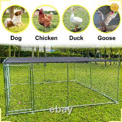Parc pour chiens extérieur de 10x10 pieds, grande cage d'exercice pour animaux de compagnie avec clôture métallique et toit, États-Unis.