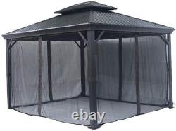 Pavillon de grill en métal avec toit dur 10x12 et toit double en acier galvanisé de 10x12FT