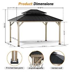 Pavillon de jardin moderne avec toit rigide 12' x 14' et 4 lumières LED