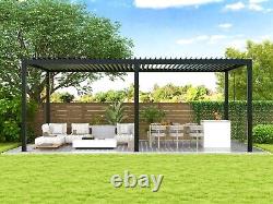 Pergola à lattes extérieure de 10x19FT avec toit réglable et gouttière, cadre en aluminium