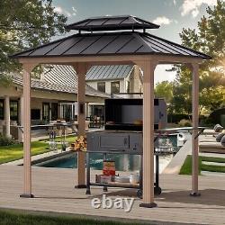 Pergola de barbecue moderne à l'ombre 6 'X 8', gazebos de barbecue en aluminium avec étagères