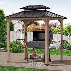 Pergola de barbecue moderne à l'ombre 6 'X 8', gazebos de barbecue en aluminium avec étagères