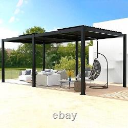 Pergolas à lames de 10X19ft en aluminium pour jardin avec toit ajustable et gouttière de drainage.